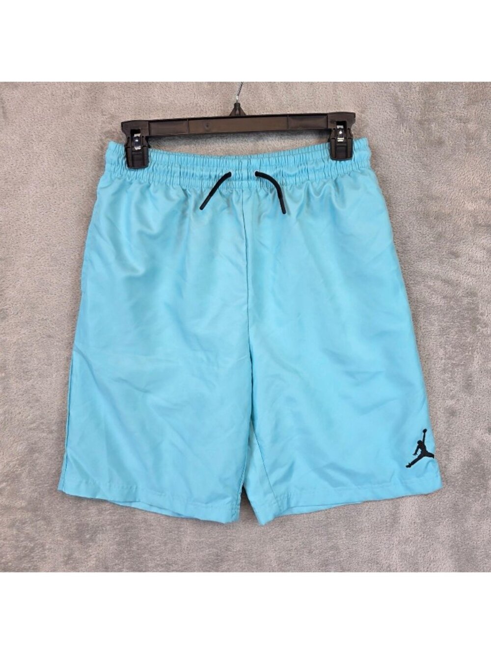 Jordan Swim Trunks Boys XL Blue Solid Mesh Lined Built In Brief Swim Shorts
